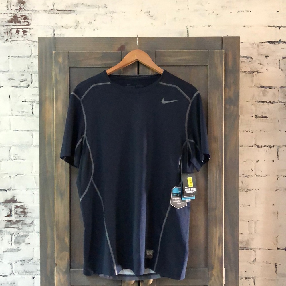 Nike Pro Combat Dri-Fit Max Navy Blue Shirt Large